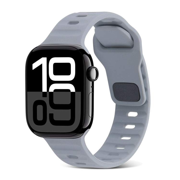 Correia de Relógio de Silicone com Fivela Quadrada às Riscas, Para Apple Watch Series 10 46mm, Para Apple Watch Series 10 42mm