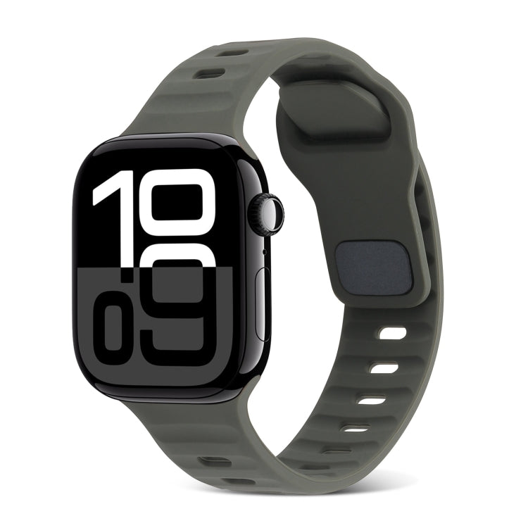 Correia de Relógio de Silicone com Fivela Quadrada às Riscas, Para Apple Watch Series 10 46mm, Para Apple Watch Series 10 42mm