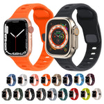 Correia de Relógio de Silicone com Fivela Quadrada às Riscas, Para Apple Watch Ultra 2 49mm, Para Apple Watch Series 9 45mm