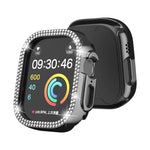 Caixa de Relógio PC Oca com Dupla Fileira de Diamantes, Para Apple Watch Ultra 2 / Ultra 49mm