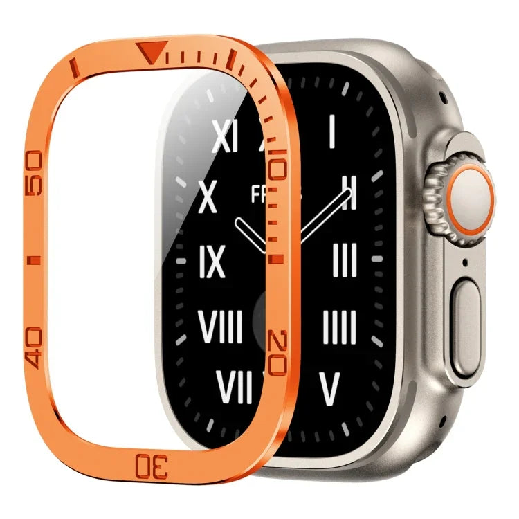 Filme Temperado Integrado com Moldura Metálica de Anel Numérico, Para Apple Watch Ultra 1 / 2 / 3 49mm
