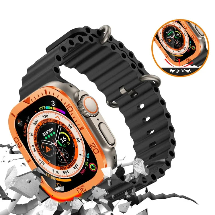 Filme Temperado Integrado com Moldura Metálica de Anel Numérico, Para Apple Watch Ultra 1 / 2 / 3 49mm