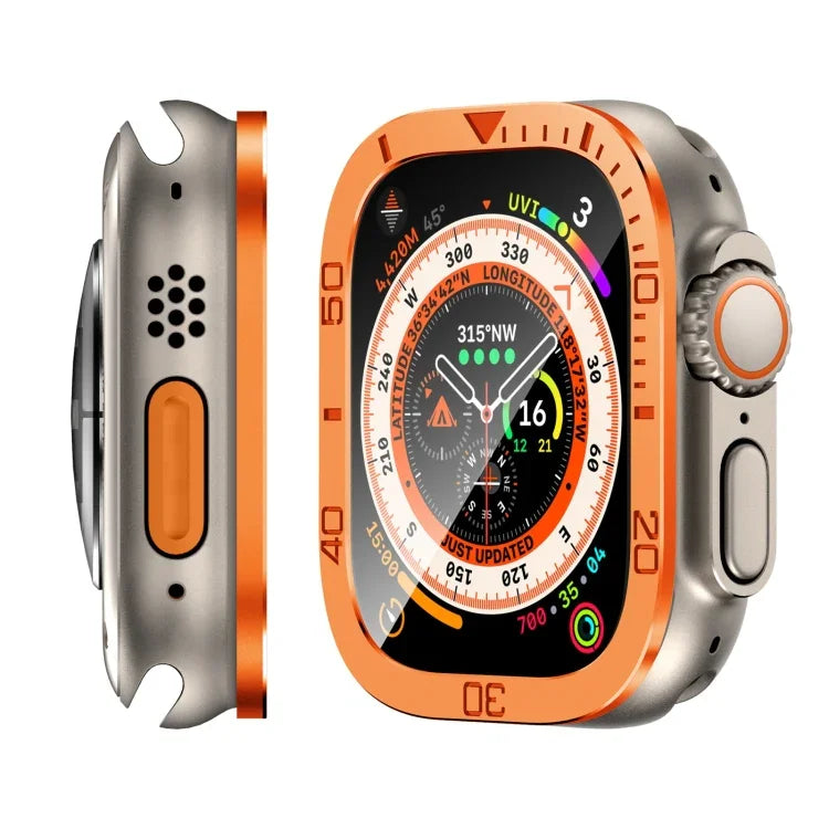 Filme Temperado Integrado com Moldura Metálica de Anel Numérico, Para Apple Watch Ultra 1 / 2 / 3 49mm