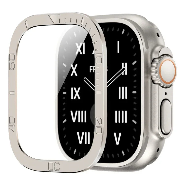 Filme Temperado Integrado com Moldura Metálica de Anel Numérico, Para Apple Watch Ultra 1 / 2 / 3 49mm