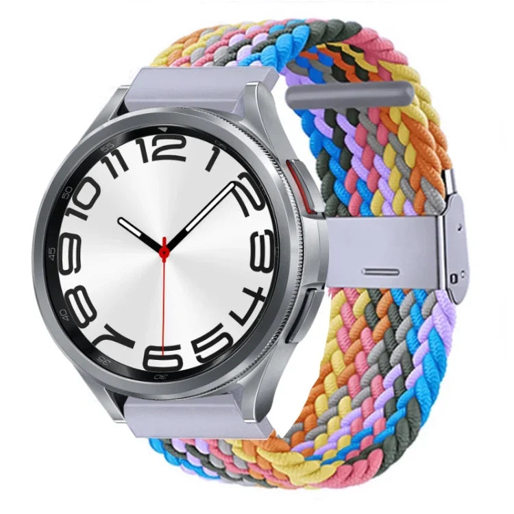 Pulseira de Relógio com Fivela em Metal Trançado de Nylon, Para Samsung Galaxy Watch 6 / 6 Classic