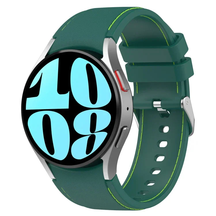 Pulseira de Relógio em Couro e Silicone, Para Samsung Galaxy Watch 6 / 6 Classic
