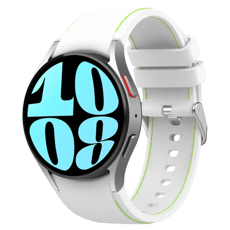 Pulseira de Relógio em Couro e Silicone, Para Samsung Galaxy Watch 6 / 6 Classic