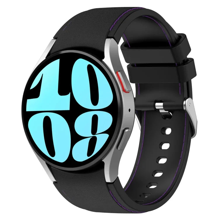 Pulseira de Relógio em Couro e Silicone, Para Samsung Galaxy Watch 6 / 6 Classic