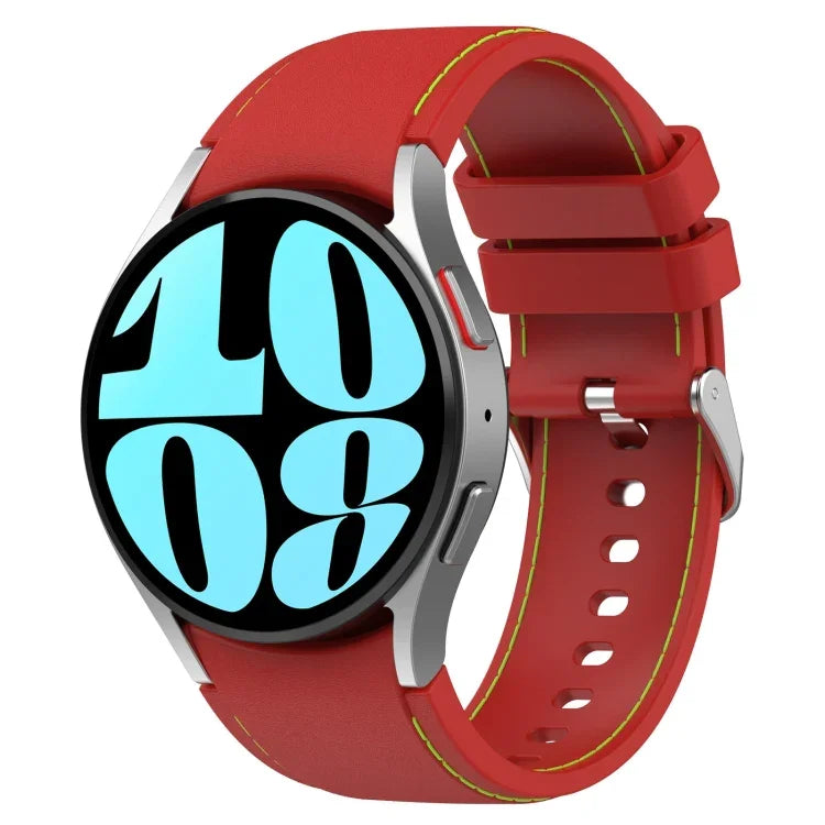 Pulseira de Relógio em Couro e Silicone, Para Samsung Galaxy Watch 6 / 6 Classic