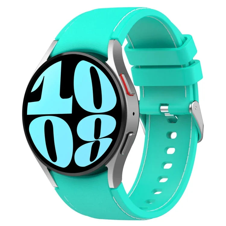 Pulseira de Relógio em Couro e Silicone, Para Samsung Galaxy Watch 6 / 6 Classic