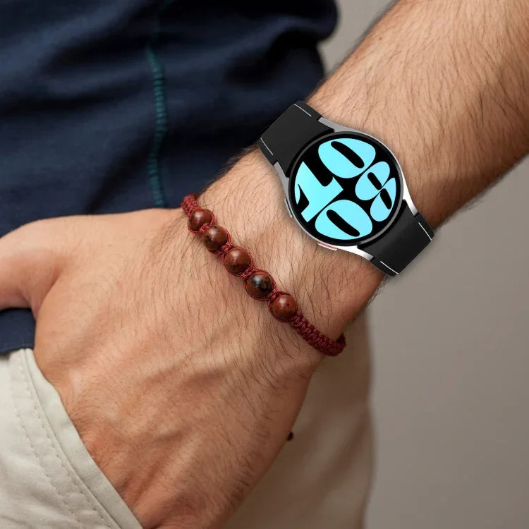 Pulseira de Relógio em Couro e Silicone, Para Samsung Galaxy Watch 6 / 6 Classic