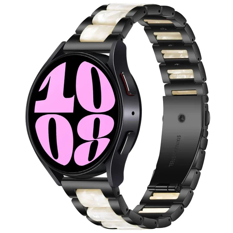 Pulseira de Relógio em Metal com Três Contas de Resina, Para Samsung Galaxy Watch 6 / 6 Classic