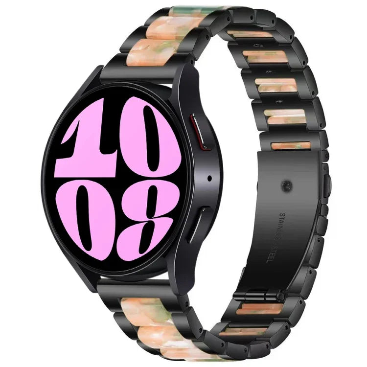 Pulseira de Relógio em Metal com Três Contas de Resina, Para Samsung Galaxy Watch 6 / 6 Classic