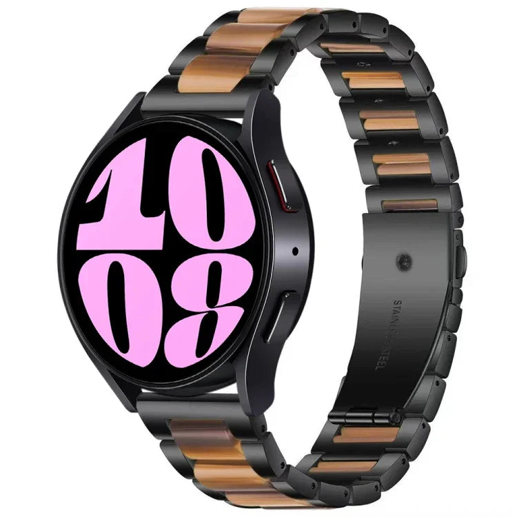 Pulseira de Relógio em Metal com Três Contas de Resina, Para Samsung Galaxy Watch 6 / 6 Classic