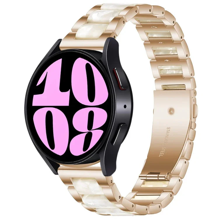 Pulseira de Relógio em Metal com Três Contas de Resina, Para Samsung Galaxy Watch 6 / 6 Classic