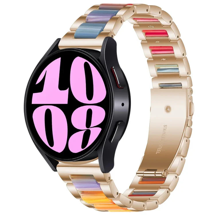 Pulseira de Relógio em Metal com Três Contas de Resina, Para Samsung Galaxy Watch 6 / 6 Classic