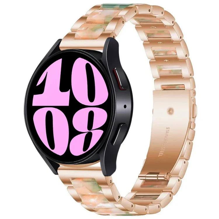 Pulseira de Relógio em Metal com Três Contas de Resina, Para Samsung Galaxy Watch 6 / 6 Classic