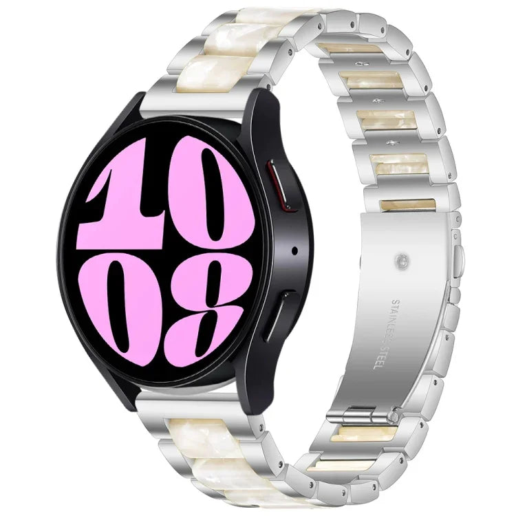 Pulseira de Relógio em Metal com Três Contas de Resina, Para Samsung Galaxy Watch 6 / 6 Classic