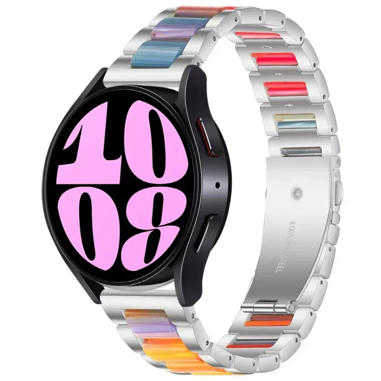 Pulseira de Relógio em Metal com Três Contas de Resina, Para Samsung Galaxy Watch 6 / 6 Classic