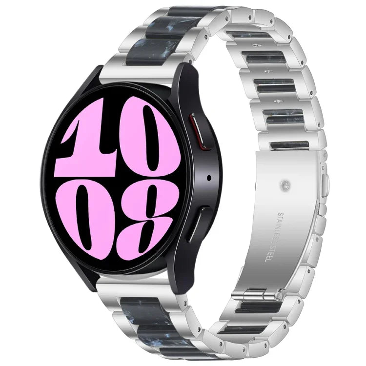 Pulseira de Relógio em Metal com Três Contas de Resina, Para Samsung Galaxy Watch 6 / 6 Classic