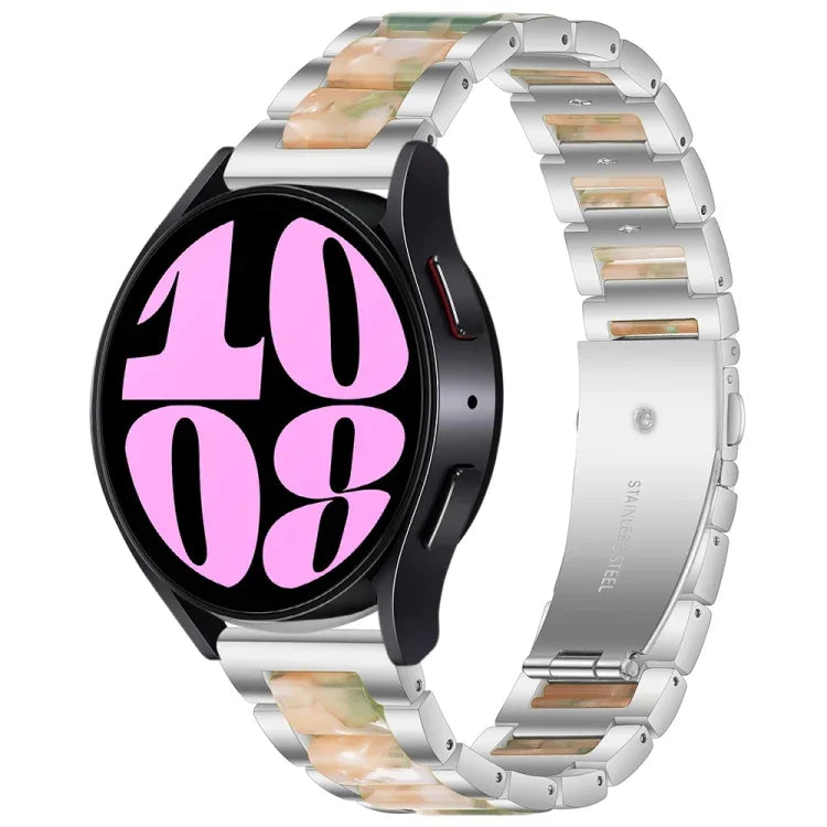 Pulseira de Relógio em Metal com Três Contas de Resina, Para Samsung Galaxy Watch 6 / 6 Classic