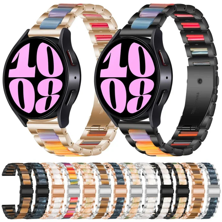 Pulseira de Relógio em Metal com Três Contas de Resina, Para Samsung Galaxy Watch 6 / 6 Classic