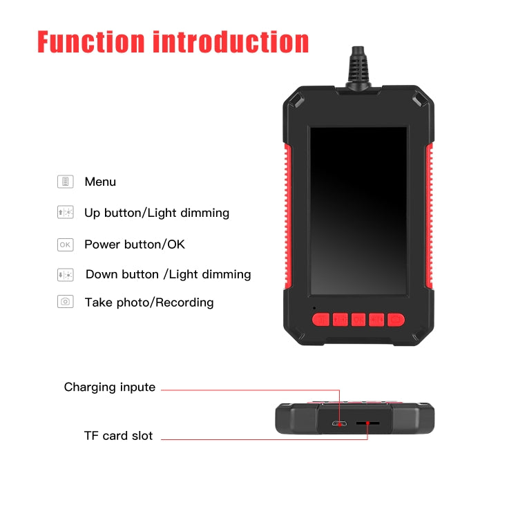 Endoscópio industrial portátil integrado com ecrã vertical HD impermeável P40 3,9mm vermelho, 2m, 5m, 10m