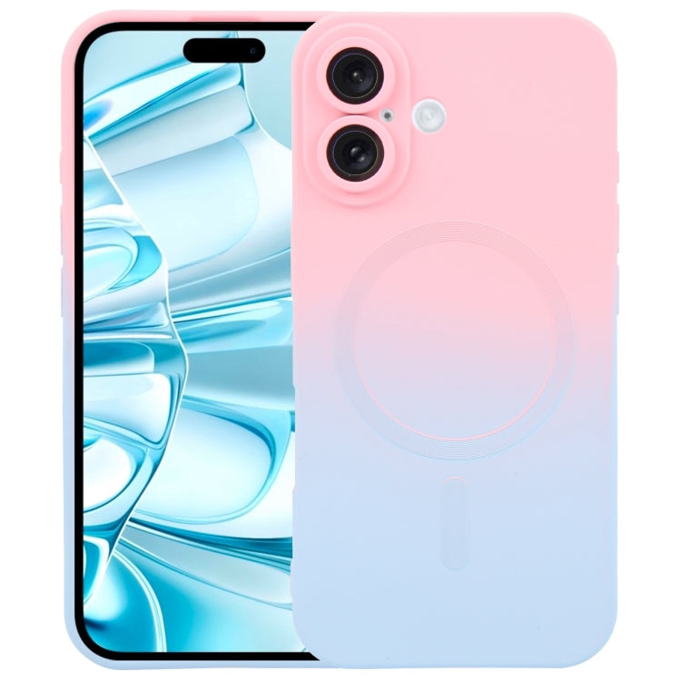 Capa de telemóvel em silicone TPU líquido com gradiente e MagSafe, para iPhone 17e / 16e, para iPhone 17 Pro Max, para iPhone 17 Pro, para iPhone 17, para iPhone Air, para iPhone 16 Pro Max, para iPhone 16 Pro, para iPhone 16 Plus