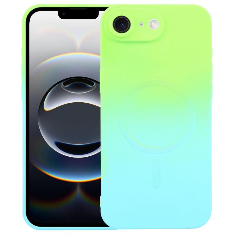 Capa de telemóvel em silicone TPU líquido com gradiente e MagSafe, para iPhone 17e / 16e, para iPhone 17 Pro Max, para iPhone 17 Pro, para iPhone 17, para iPhone Air, para iPhone 16 Pro Max, para iPhone 16 Pro, para iPhone 16 Plus