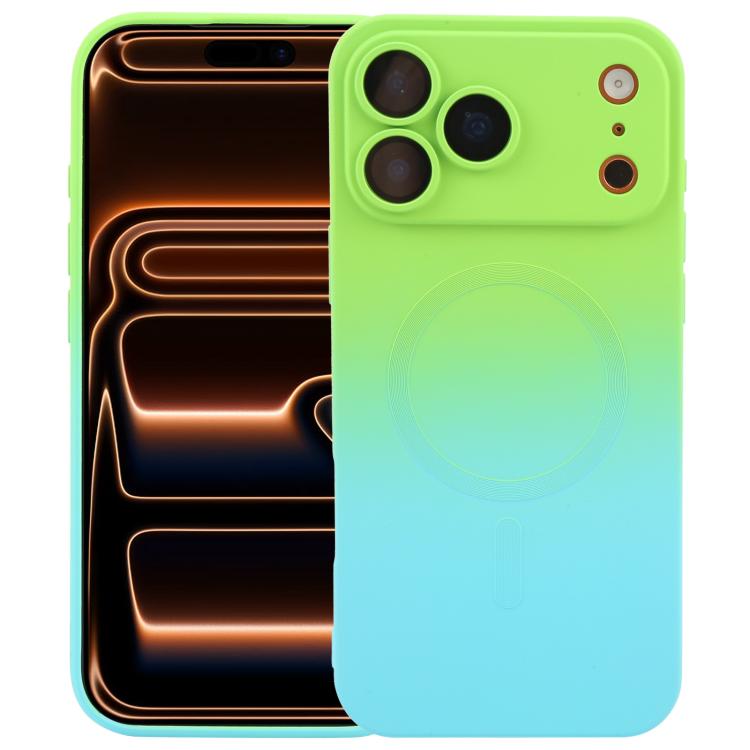 Capa de telemóvel em silicone TPU líquido com gradiente e MagSafe, para iPhone 17e / 16e, para iPhone 17 Pro Max, para iPhone 17 Pro, para iPhone 17, para iPhone Air, para iPhone 16 Pro Max, para iPhone 16 Pro, para iPhone 16 Plus