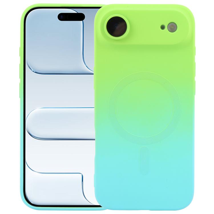 Capa de telemóvel em silicone TPU líquido com gradiente e MagSafe, para iPhone 17e / 16e, para iPhone 17 Pro Max, para iPhone 17 Pro, para iPhone 17, para iPhone Air, para iPhone 16 Pro Max, para iPhone 16 Pro, para iPhone 16 Plus