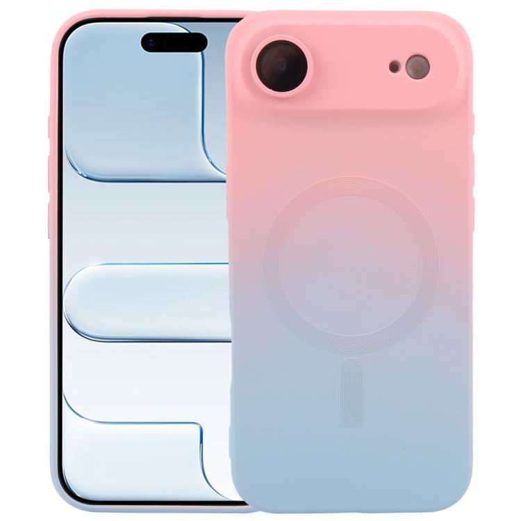 Capa de telemóvel em silicone TPU líquido com gradiente e MagSafe, para iPhone 17e / 16e, para iPhone 17 Pro Max, para iPhone 17 Pro, para iPhone 17, para iPhone Air, para iPhone 16 Pro Max, para iPhone 16 Pro, para iPhone 16 Plus