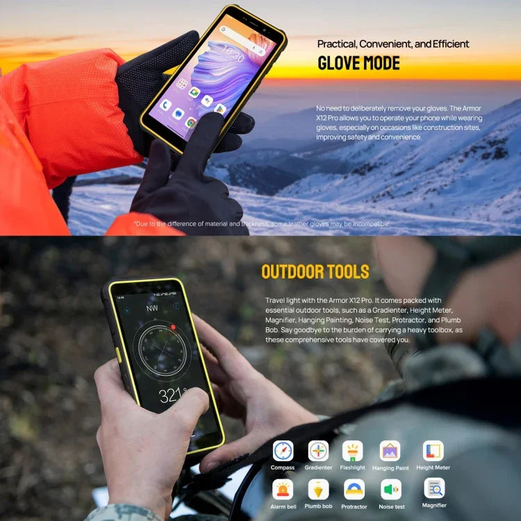 Ulefone Armor X12 Pro, telemóvel robusto IP68/IP69K, 5,45 polegadas Android 15 MediaTek Helio G36 Octa Core, Rede: 4G, NFC, 4GB+64GB