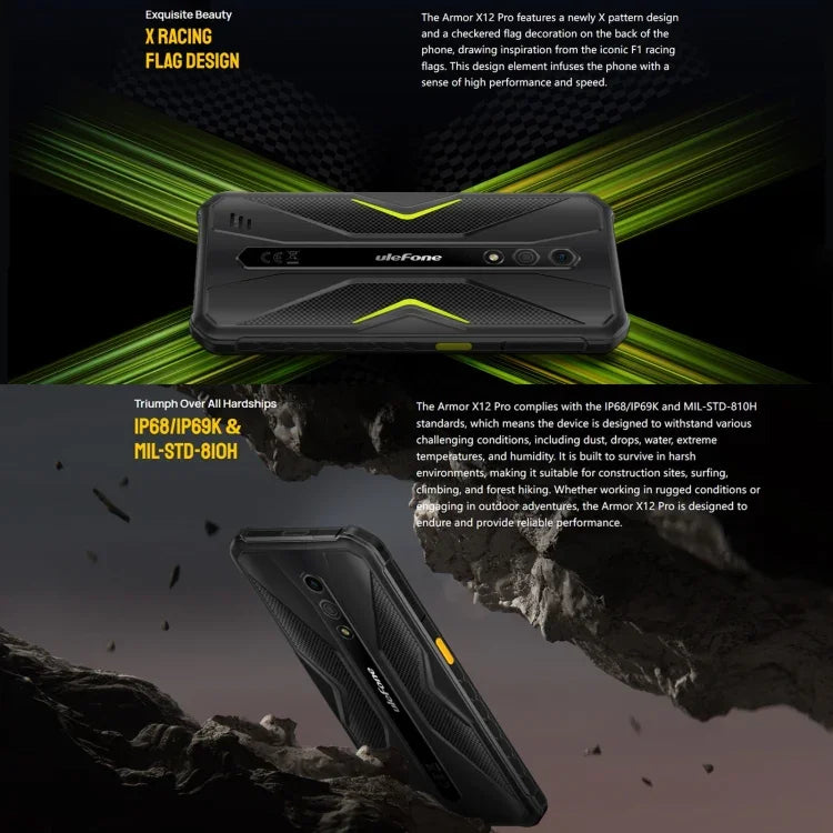 Ulefone Armor X12 Pro, telemóvel robusto IP68/IP69K, 5,45 polegadas Android 15 MediaTek Helio G36 Octa Core, Rede: 4G, NFC, 4GB+64GB