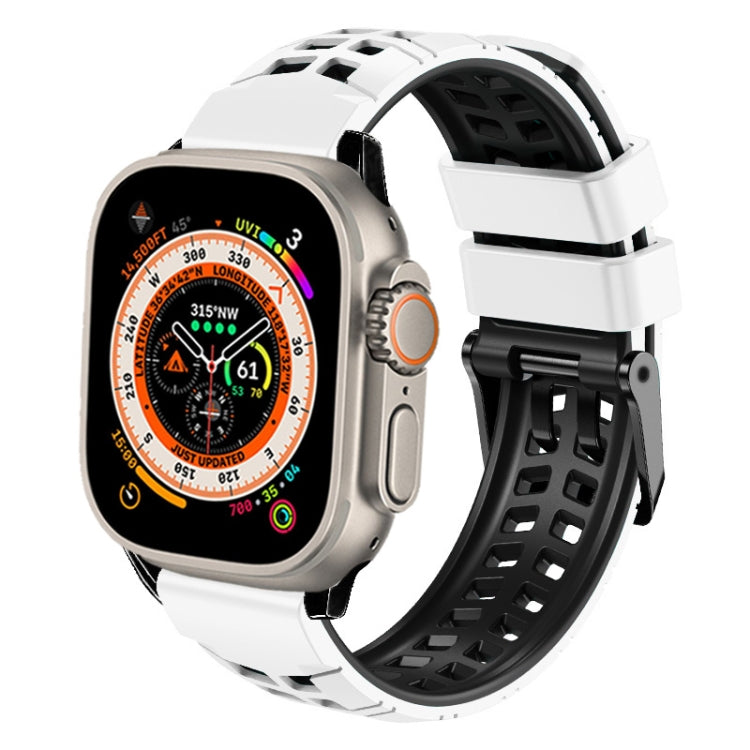 Pulseira de silicone com fivela dupla em sarja, para Apple Watch Ultra 49mm, para Apple Watch SE 2023 44mm, para Apple Watch SE 2023 40mm, para Apple Watch Ultra 2 49mm, para Apple Watch Series 9 45mm