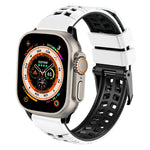 Pulseira de silicone com fivela dupla em sarja, para Apple Watch Ultra 49mm, para Apple Watch SE 2023 44mm, para Apple Watch SE 2023 40mm, para Apple Watch Ultra 2 49mm, para Apple Watch Series 9 45mm