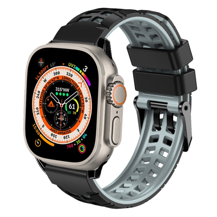Pulseira de silicone com fivela dupla em sarja, para Apple Watch Ultra 49mm, para Apple Watch SE 2023 44mm, para Apple Watch SE 2023 40mm, para Apple Watch Ultra 2 49mm, para Apple Watch Series 9 45mm