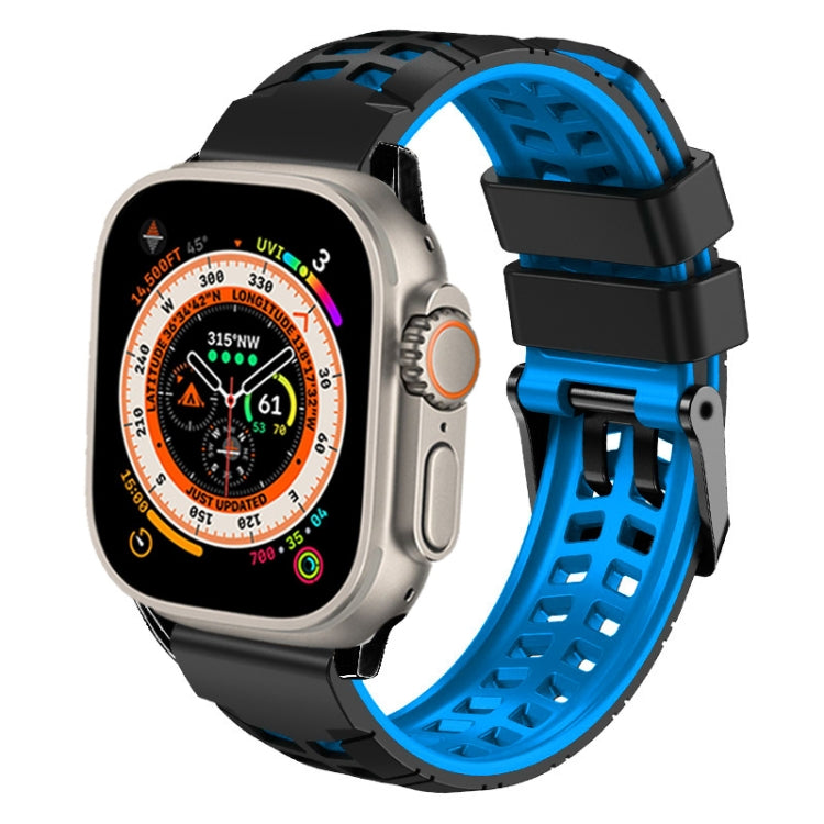 Pulseira de silicone com fivela dupla em sarja, para Apple Watch Ultra 49mm, para Apple Watch SE 2023 44mm, para Apple Watch SE 2023 40mm, para Apple Watch Ultra 2 49mm, para Apple Watch Series 9 45mm