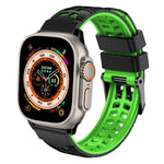 Pulseira de silicone com fivela dupla em sarja, para Apple Watch Ultra 49mm, para Apple Watch SE 2023 44mm, para Apple Watch SE 2023 40mm, para Apple Watch Ultra 2 49mm, para Apple Watch Series 9 45mm