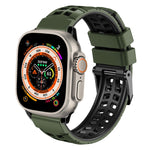 Pulseira de silicone com fivela dupla em sarja, para Apple Watch Ultra 49mm, para Apple Watch SE 2023 44mm, para Apple Watch SE 2023 40mm, para Apple Watch Ultra 2 49mm, para Apple Watch Series 9 45mm