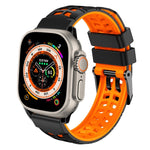 Pulseira de silicone com fivela dupla em sarja, para Apple Watch Ultra 49mm, para Apple Watch SE 2023 44mm, para Apple Watch SE 2023 40mm, para Apple Watch Ultra 2 49mm, para Apple Watch Series 9 45mm