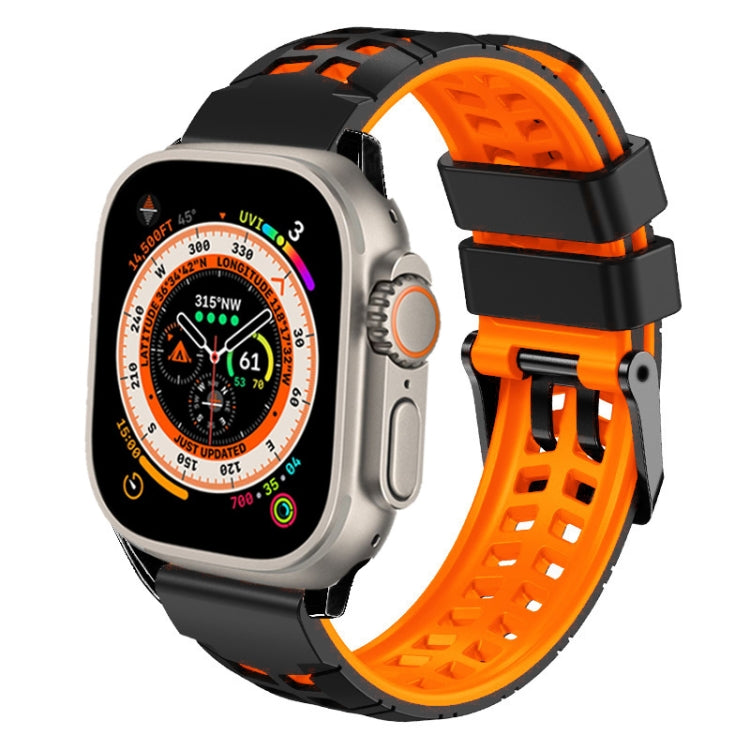 Pulseira de silicone com fivela dupla em sarja, para Apple Watch Ultra 49mm, para Apple Watch SE 2023 44mm, para Apple Watch SE 2023 40mm, para Apple Watch Ultra 2 49mm, para Apple Watch Series 9 45mm