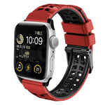 Pulseira de silicone com fivela dupla em sarja, para Apple Watch SE 40mm, para Apple Watch SE 44mm, para Apple Watch Series 7 41mm, para Apple Watch Series 7 45mm, para Apple Watch Series 6 40mm