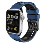 Pulseira de silicone com fivela dupla em sarja, para Apple Watch SE 40mm, para Apple Watch SE 44mm, para Apple Watch Series 7 41mm, para Apple Watch Series 7 45mm, para Apple Watch Series 6 40mm