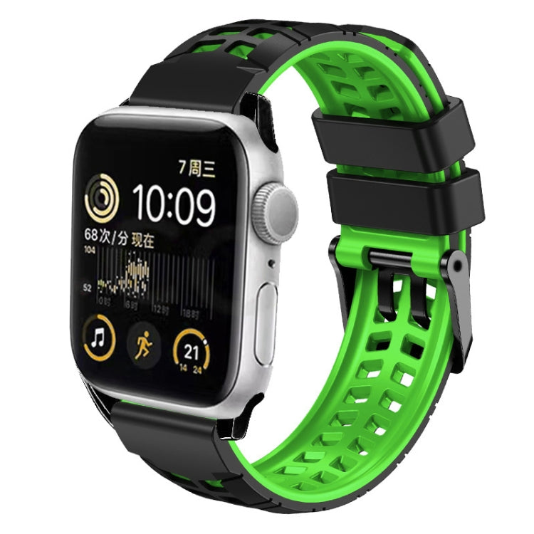 Pulseira de silicone com fivela dupla em sarja, para Apple Watch SE 40mm, para Apple Watch SE 44mm, para Apple Watch Series 7 41mm, para Apple Watch Series 7 45mm, para Apple Watch Series 6 40mm