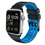 Pulseira de silicone com fivela dupla em sarja, para Apple Watch SE 40mm, para Apple Watch SE 44mm, para Apple Watch Series 7 41mm, para Apple Watch Series 7 45mm, para Apple Watch Series 6 40mm