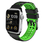Pulseira de silicone com fivela dupla em sarja, para Apple Watch SE 40mm, para Apple Watch SE 44mm, para Apple Watch Series 7 41mm, para Apple Watch Series 7 45mm, para Apple Watch Series 6 40mm