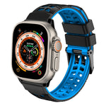 Pulseira de silicone com fivela dupla em sarja, para Apple Watch Ultra 49mm, para Apple Watch SE 2023 44mm, para Apple Watch SE 2023 40mm, para Apple Watch Ultra 2 49mm, para Apple Watch Series 9 45mm