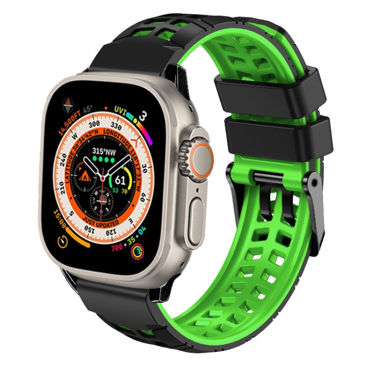 Pulseira de silicone com fivela dupla em sarja, para Apple Watch Ultra 49mm, para Apple Watch SE 2023 44mm, para Apple Watch SE 2023 40mm, para Apple Watch Ultra 2 49mm, para Apple Watch Series 9 45mm