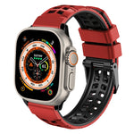 Pulseira de silicone com fivela dupla em sarja, para Apple Watch Ultra 49mm, para Apple Watch SE 2023 44mm, para Apple Watch SE 2023 40mm, para Apple Watch Ultra 2 49mm, para Apple Watch Series 9 45mm